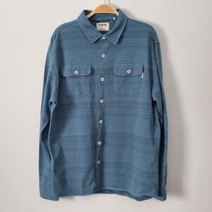 Linksoul Men's Button-Up Flannel Long Sleeve Shirt Blue Stripes Sz LG Outdoors